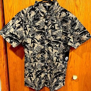 Volcom - Mens Large - Button Down Shirt - Tan & Black